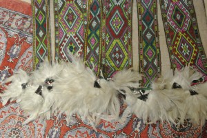 vintage Chinese Minority coat- detail with feathers