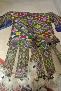 vintage Chinese Minority coat- detail with feathers